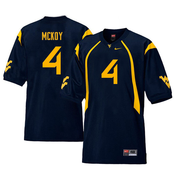 Men #4 Kennedy McKoy West Virginia Mountaineers Retro College Football Jerseys Sale-Navy